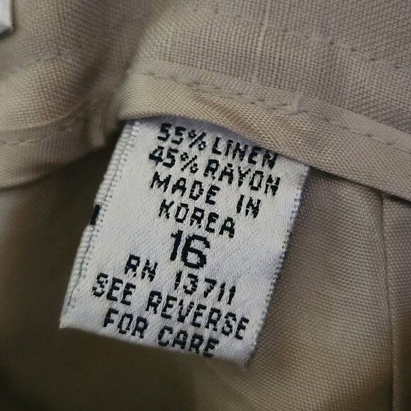 Valerie Stevens Vintage Neutral Linen Blend Pant Suit Size 16 - Picture 6 of 7